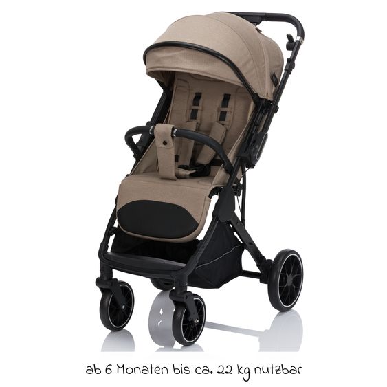 Fillikid Passeggino Leggero & Sportivo Axis bis 22 kg con cursore girevole & freno di stazionamento alla maniglia incl. pacchetto protezione - Taupe