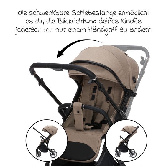 Fillikid Passeggino Leggero & Sportivo Axis bis 22 kg con cursore girevole & freno di stazionamento alla maniglia incl. pacchetto protezione - Taupe