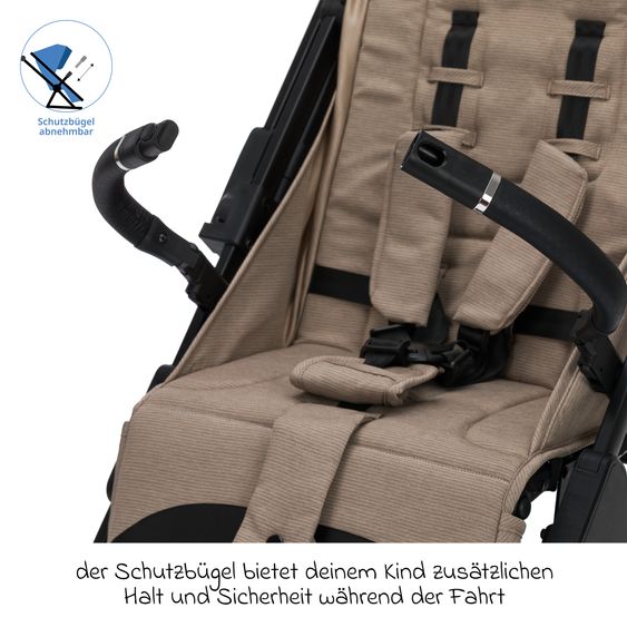 Fillikid Passeggino Leggero & Sportivo Axis bis 22 kg con cursore girevole & freno di stazionamento alla maniglia incl. pacchetto protezione - Taupe