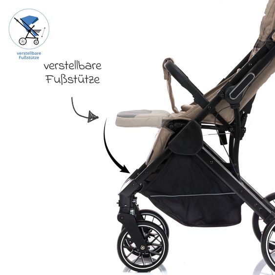 Fillikid Passeggino Leggero & Sportivo Axis bis 22 kg con cursore girevole & freno di stazionamento alla maniglia incl. pacchetto protezione - Taupe