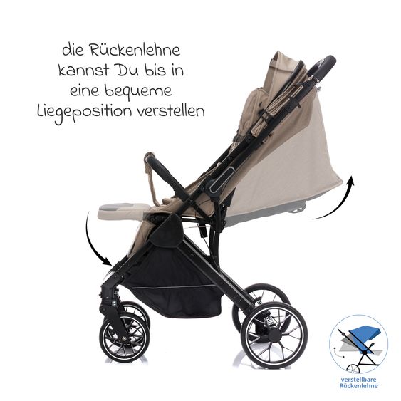 Fillikid Passeggino Leggero & Sportivo Axis bis 22 kg con cursore girevole & freno di stazionamento alla maniglia incl. pacchetto protezione - Taupe
