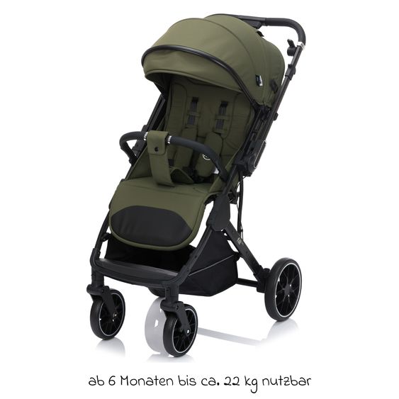 Fillikid Buggy & stroller Axis up to 22 kg with Swivel Handlebar & Parking Brake on Handle - Olive