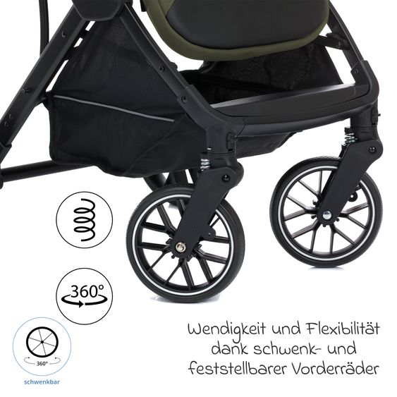 Fillikid Buggy & stroller Axis up to 22 kg with Swivel Handlebar & Parking Brake on Handle - Olive