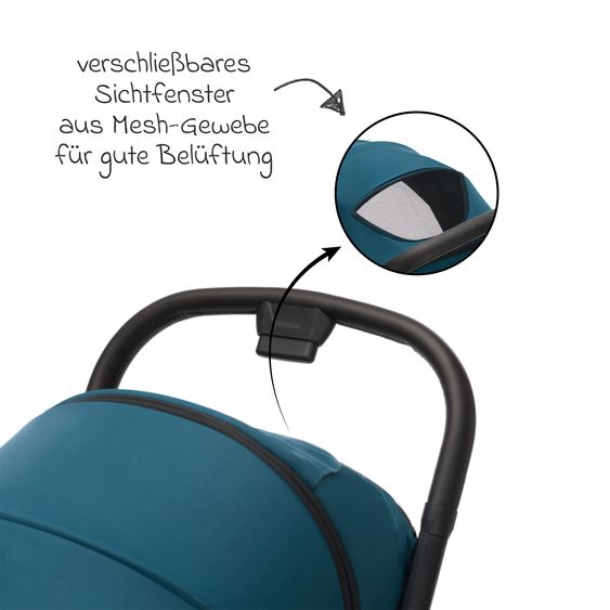 Fillikid Buggy & Sportwagen Cooper bis 22 kg belastbar mit Liegeposition und Autofold-Mechanismus nur 7,1 kg inkl. Schutzpaket - Türkis Schwarz