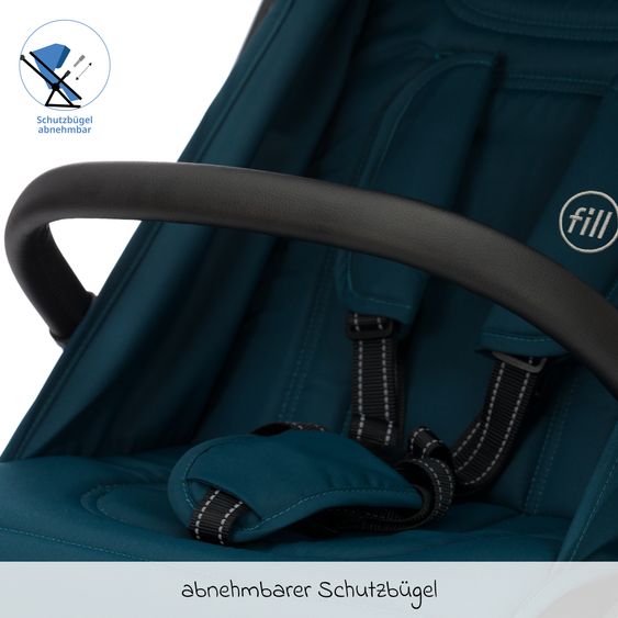 Fillikid Buggy & Sportwagen Cooper bis 22 kg belastbar mit Liegeposition und Autofold-Mechanismus nur 7,1 kg inkl. Schutzpaket - Türkis Schwarz