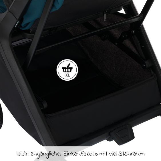 Fillikid Buggy & Sportwagen Cooper bis 22 kg belastbar mit Liegeposition und Autofold-Mechanismus nur 7,1 kg - Türkis Schwarz