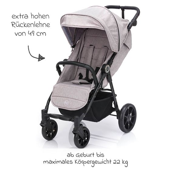 Fillikid Passeggino e carrozzina Fill Allrounder fino a 22 kg con maniglione regolabile - Grigio Melange