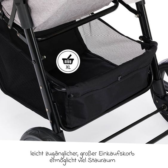 Fillikid Buggy & Sportwagen Fill Allrounder bis 22 kg belasbar mit verstellbarem Schieber - Grau Melange