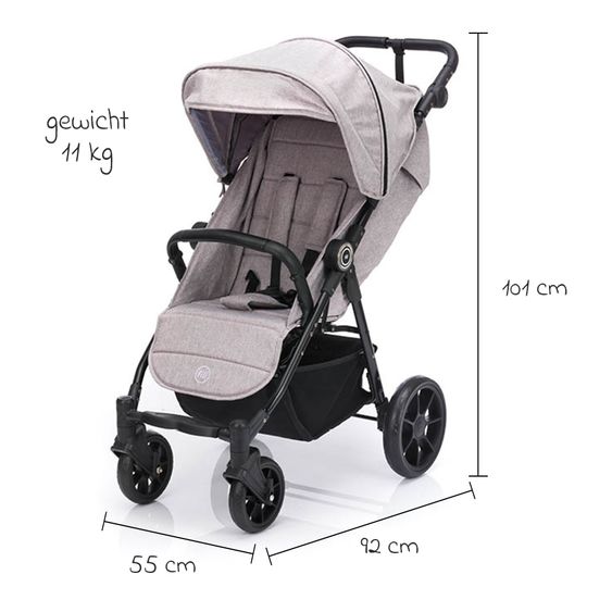 Fillikid Buggy & Sportwagen Fill Allrounder bis 22 kg belasbar mit verstellbarem Schieber - Grau Melange