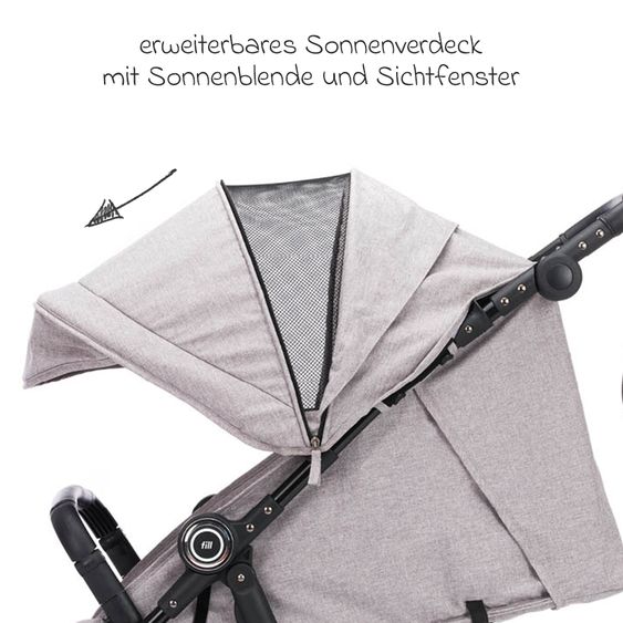 Fillikid Buggy & Sportwagen Fill Allrounder bis 22 kg belasbar mit verstellbarem Schieber - Grau Melange