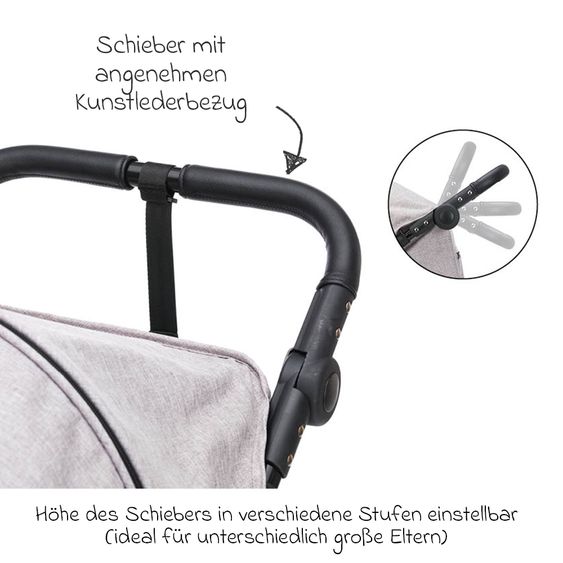 Fillikid Buggy & Sportwagen Fill Allrounder bis 22 kg belasbar mit verstellbarem Schieber - Grau Melange