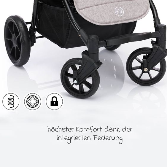 Fillikid Buggy & pushchair Fill Allrounder up to 22 kg loadable with adjustable push bar - Grey Melange