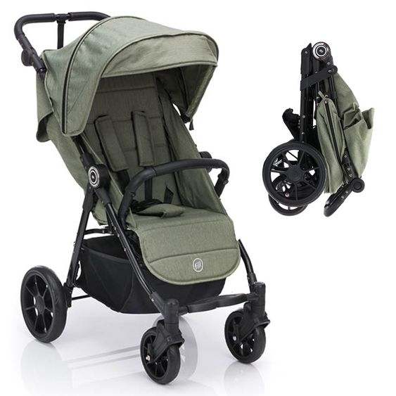 Fillikid Passeggino e carrozzina Fill Allrounder fino a 22 kg con maniglione regolabile - Verde Melange