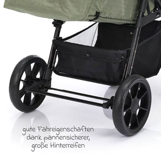 Fillikid Passeggino e carrozzina Fill Allrounder fino a 22 kg con maniglione regolabile - Verde Melange