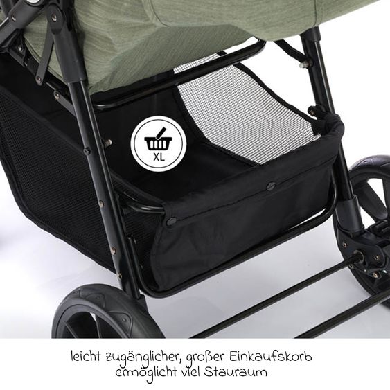 Fillikid Buggy & pushchair Fill Allrounder up to 22 kg loadable with adjustable push bar - Green Melange