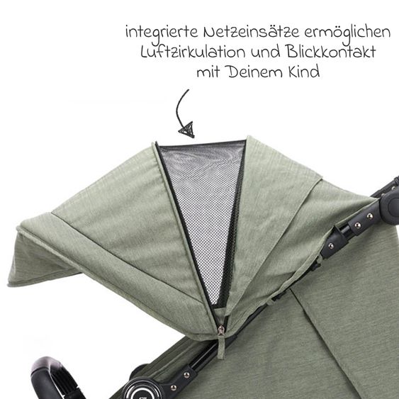 Fillikid Passeggino e carrozzina Fill Allrounder fino a 22 kg con maniglione regolabile - Verde Melange