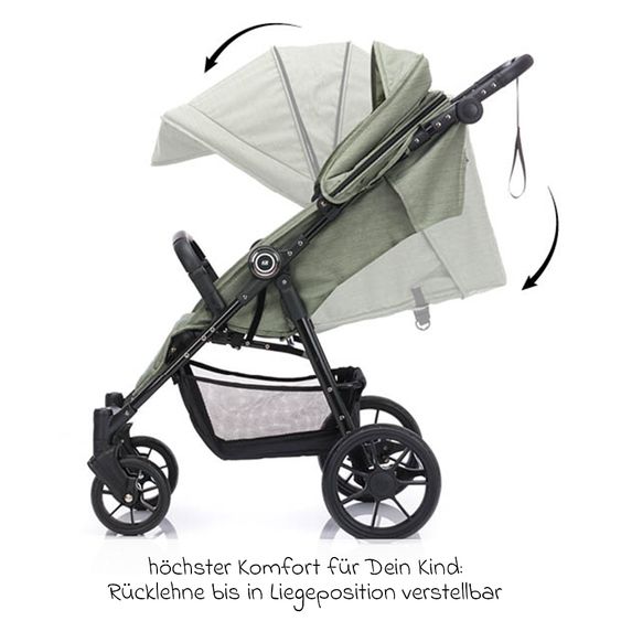 Fillikid Buggy & pushchair Fill Allrounder up to 22 kg loadable with adjustable push bar - Green Melange