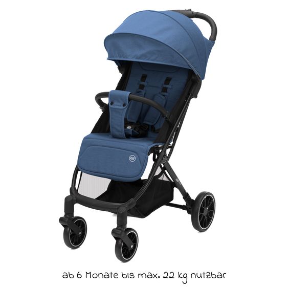 Fillikid Buggy e Passeggino sportivo Fill Rover bis 22 kg resistente con posizione reclinabile, funzione trolley solo 6,8 kg incl. pacchetto protezione - Denim