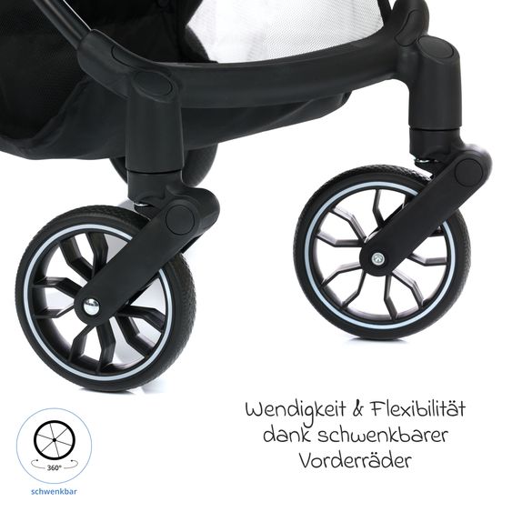 Fillikid Buggy e Passeggino sportivo Fill Rover bis 22 kg resistente con posizione reclinabile, funzione trolley solo 6,8 kg incl. pacchetto protezione - Denim