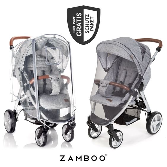 Fillikid Buggy e Passeggino sportivo Fill Rover bis 22 kg resistente con posizione reclinabile, funzione trolley solo 6,8 kg incl. pacchetto protezione - Denim