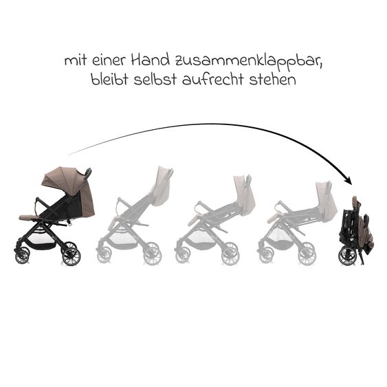 Fillikid Buggy e Passeggino sportivo Fill Rover bis 22 kg resistente con posizione reclinabile, funzione trolley solo 6,8 kg incl. pacchetto protezione - Taupe