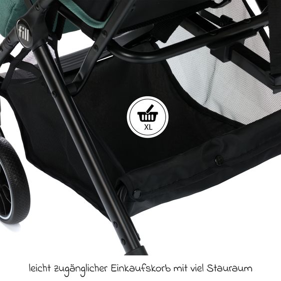 Fillikid Buggy & Sportwagen Fill Rover bis 22 kg belastbar mit Liegeposition, Trollyfunktion nur 6,8 kg - Schwarz