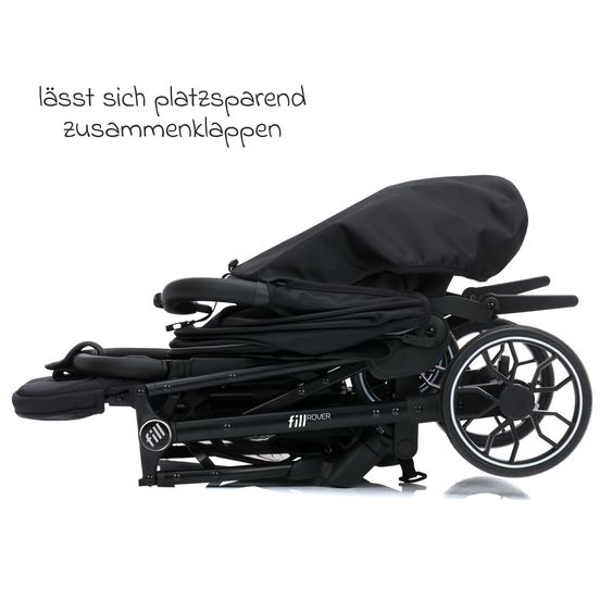 Fillikid Buggy & Sportwagen Fill Rover bis 22 kg belastbar mit Liegeposition, Trollyfunktion nur 6,8 kg - Schwarz