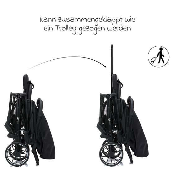 Fillikid Buggy & Sportwagen Fill Rover bis 22 kg belastbar mit Liegeposition, Trollyfunktion nur 6,8 kg - Schwarz