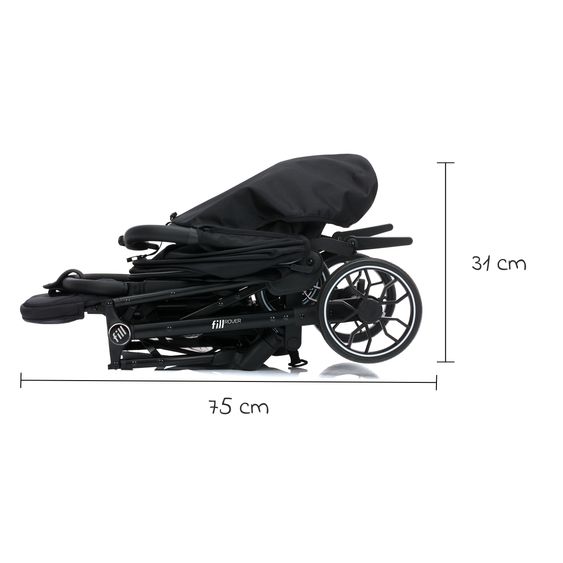 Fillikid Buggy & Sportwagen Fill Rover bis 22 kg belastbar mit Liegeposition, Trollyfunktion nur 6,8 kg - Schwarz