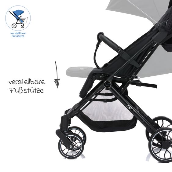 Fillikid Buggy & Sportwagen Fill Rover bis 22 kg belastbar mit Liegeposition, Trollyfunktion nur 6,8 kg - Schwarz