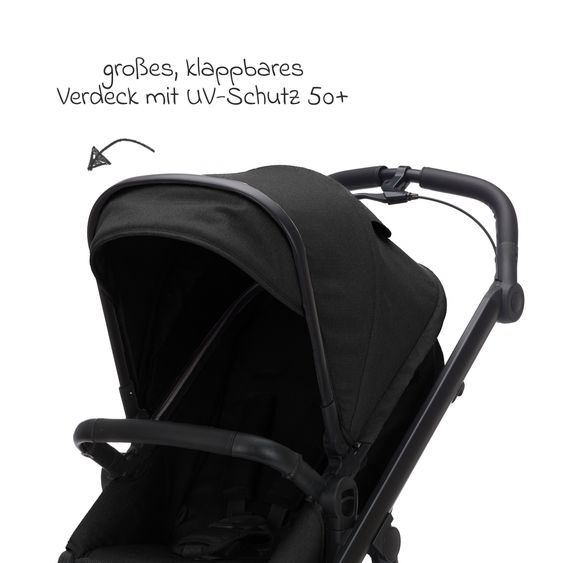 Fillikid Passeggino & Carrozzina Sportiva Fill Voyager bis 22 kg con funzione lettino, cursore pieghevole - Nero