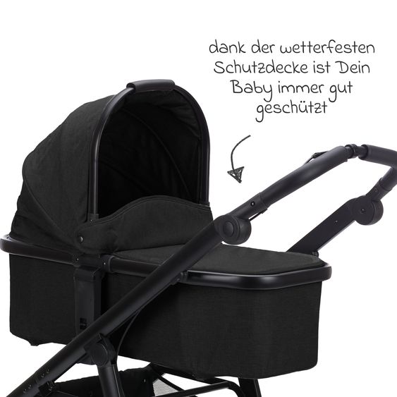 Fillikid Passeggino & Carrozzina Sportiva Fill Voyager bis 22 kg con funzione lettino, cursore pieghevole - Nero