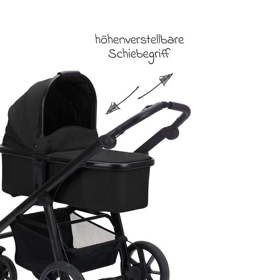 Fillikid Passeggino & Carrozzina Sportiva Fill Voyager bis 22 kg con funzione lettino, cursore pieghevole - Nero