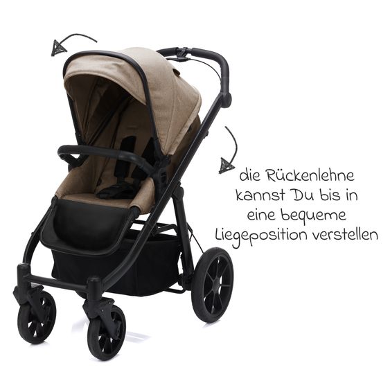 Fillikid Passeggino & Carrozzina Sportiva Fill Voyager bis 22 kg con funzione lettino, cursore pieghevole - Taupe