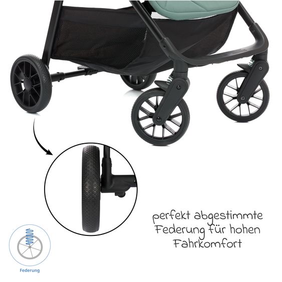 Fillikid Passeggino Leggero & Sportivo Milo fino a 22 kg solo 5,3 kg leggero con funzione sdraio - Aqua