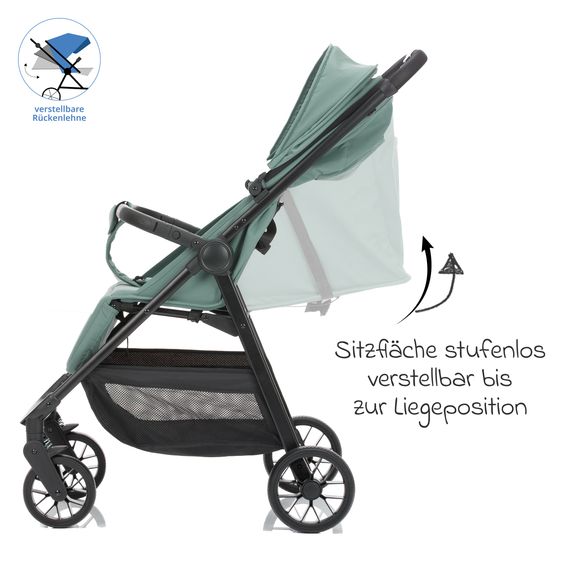 Fillikid Passeggino Leggero & Sportivo Milo fino a 22 kg solo 5,3 kg leggero con funzione sdraio - Aqua