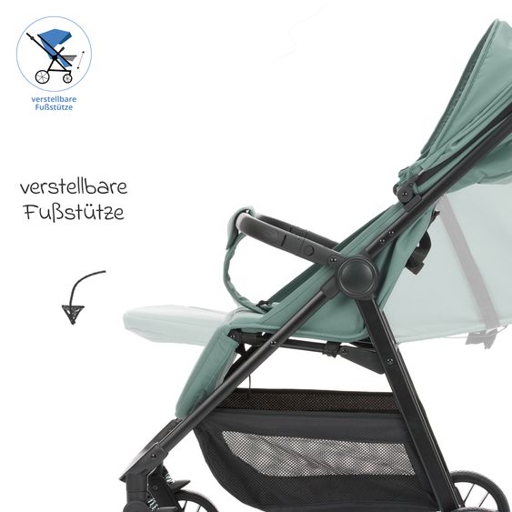 Fillikid Passeggino Leggero & Sportivo Milo fino a 22 kg solo 5,3 kg leggero con funzione sdraio - Aqua