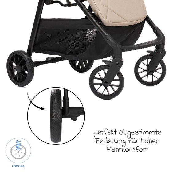 Fillikid Passeggino Leggero & Sportivo Milo fino a 22 kg solo 5,3 kg leggero con funzione sdraio - Sabbia