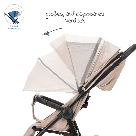 Fillikid Passeggino Leggero & Sportivo Milo fino a 22 kg solo 5,3 kg leggero con funzione sdraio - Sabbia