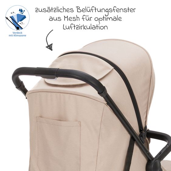 Fillikid Passeggino Leggero & Sportivo Milo fino a 22 kg solo 5,3 kg leggero con funzione sdraio - Sabbia