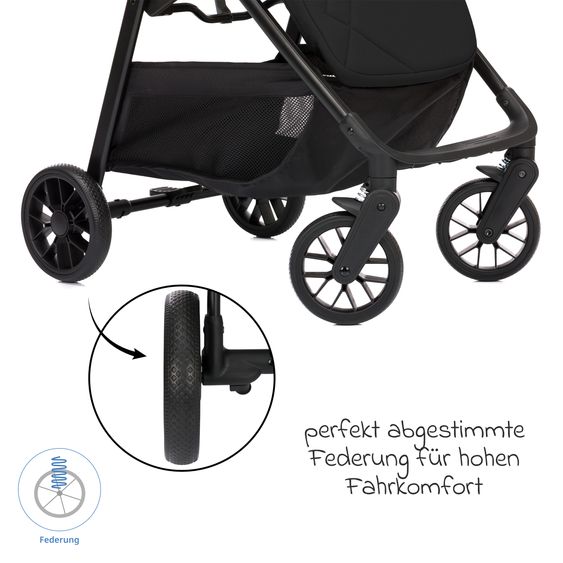 Fillikid Buggy & Stroller Milo up to 22 kg only 5.3 kg light with reclining function - Black