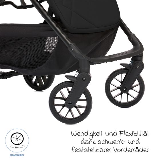 Fillikid Buggy & Stroller Milo up to 22 kg only 5.3 kg light with reclining function - Black