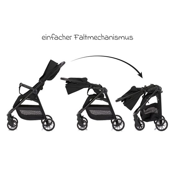 Fillikid Buggy & Stroller Milo up to 22 kg only 5.3 kg light with reclining function - Black