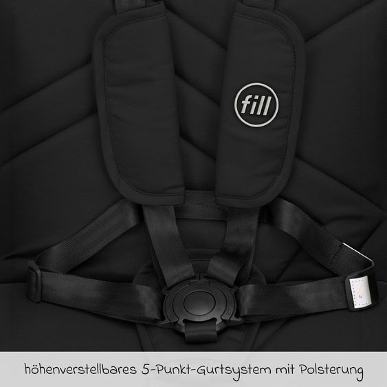 Fillikid Buggy & Stroller Milo up to 22 kg only 5.3 kg light with reclining function - Black
