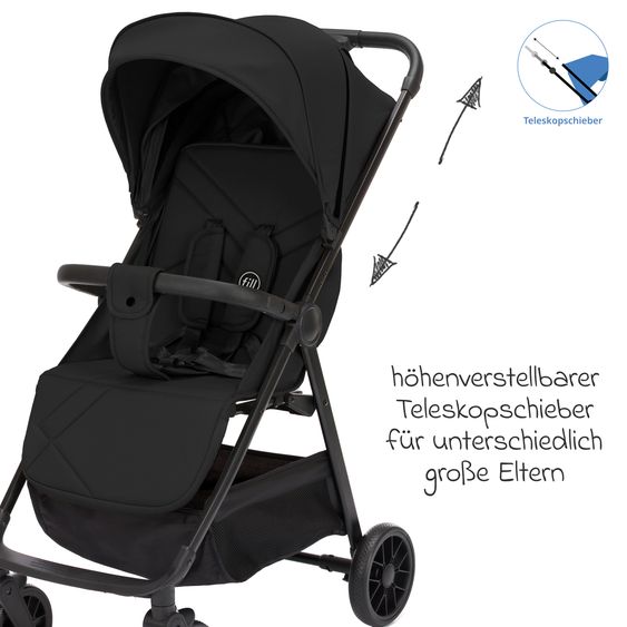 Fillikid Buggy & Stroller Milo up to 22 kg only 5.3 kg light with reclining function - Black