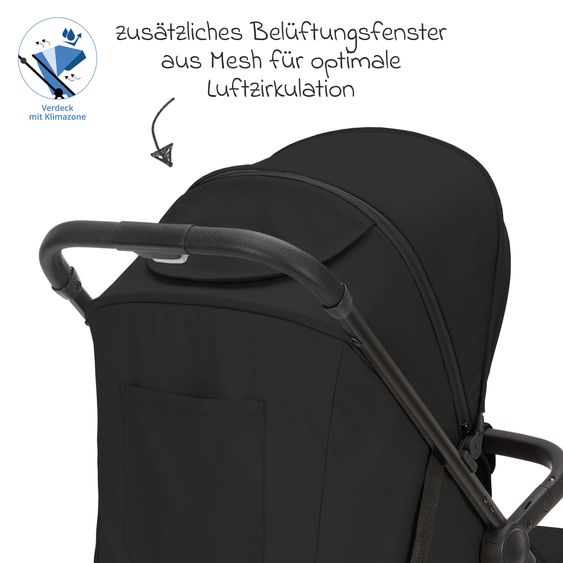 Fillikid Buggy & Stroller Milo up to 22 kg only 5.3 kg light with reclining function - Black