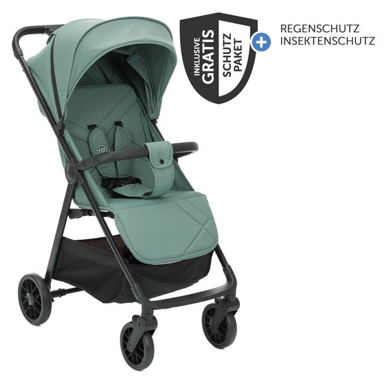 Fillikid Passeggino Leggero & Sportivo Milo bis 22 kg solo 5,3 kg leggero con funzione lettino incl. pacchetto protezione - Aqua