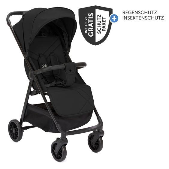 Fillikid Buggy & Stroller Milo up to 22 kg only 5.3 kg light with reclining function incl. protection package - Black