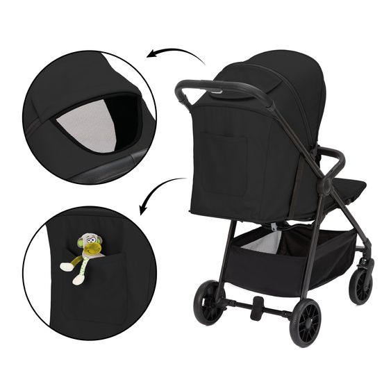 Fillikid Buggy & Stroller Milo up to 22 kg only 5.3 kg light with reclining function incl. protection package - Black