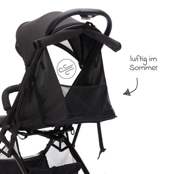 Fillikid Buggy & Sportwagen Styler Elite bis 22 kg mit Trolly-Funktion und Liegefunktion - Schwarz